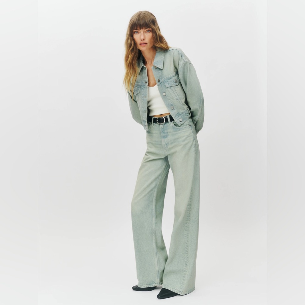 Reformation Cary High Rise Slouchy Wide Leg Jeans in Sahara size 28